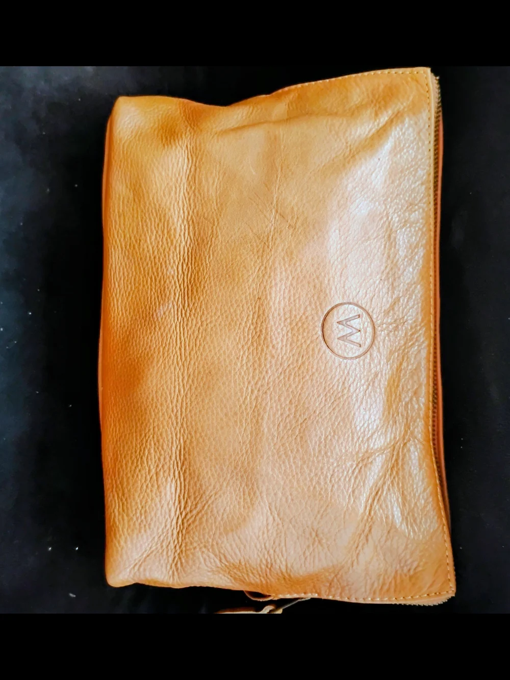 Wanderers Butterscotch Leather Zipper Pouch Toiletry Bag